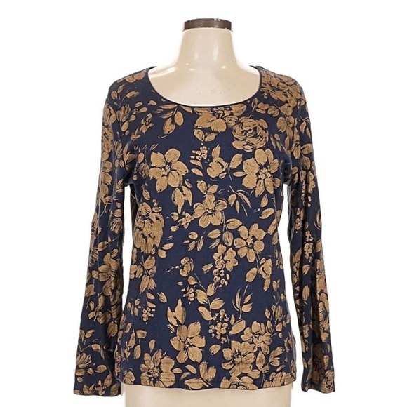 Karen Scott Metallic Floral Print Shirt - Picture 2 of 6